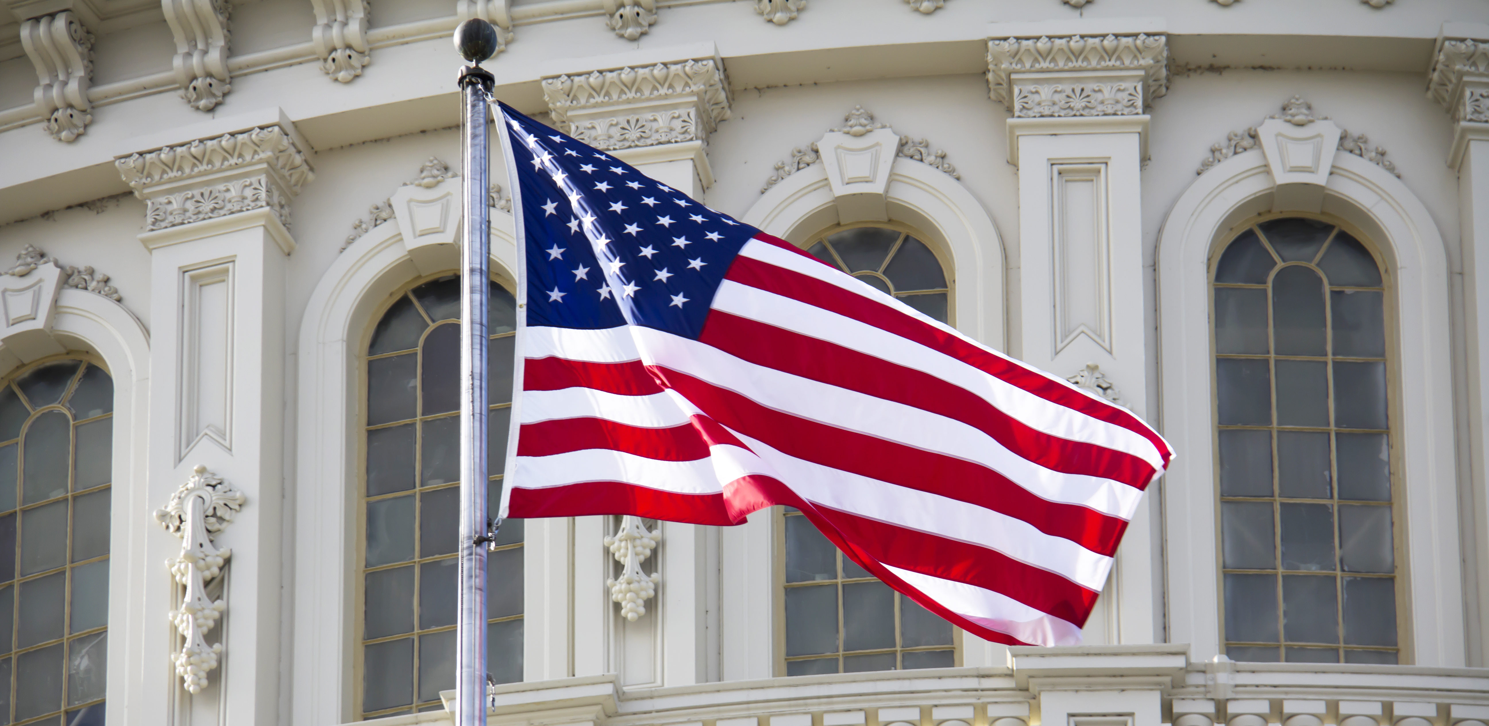 US Flag and Capitol Building